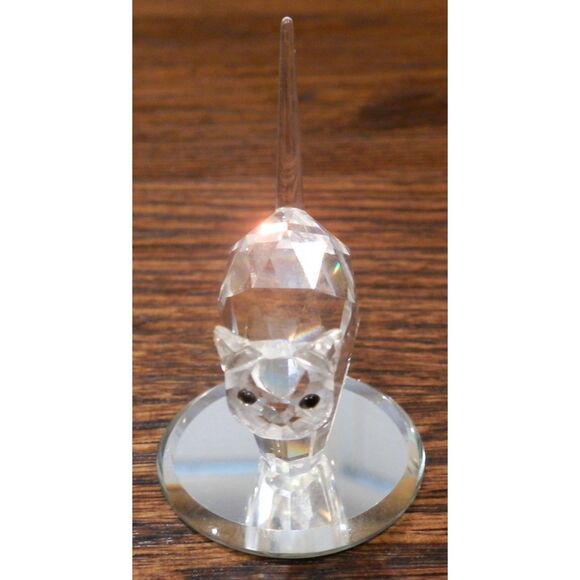 Swarovski Crystal Standing Cat Figure With Mirror Stand - Picture 1 of 3